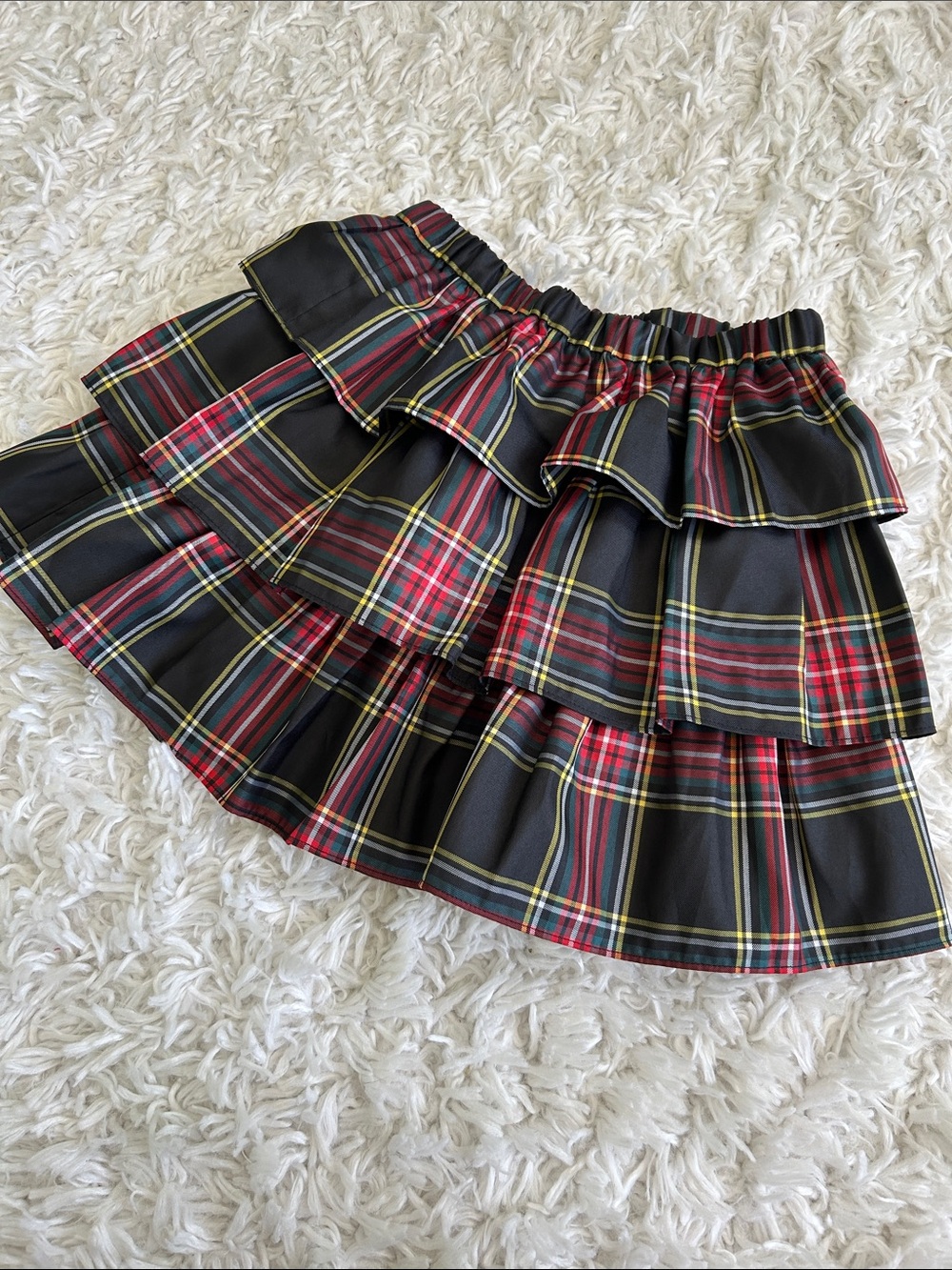 Crewcuts Black & Red Plaid Tiered Skirt